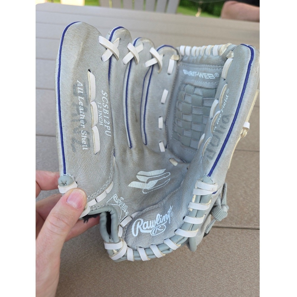 Rawlings LHT Leather 12" Softball Glove Lefty Grey Purple Sure Catch SCSB12PU